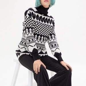 UO Snyder Intarsia Knit Turtleneck Sweater